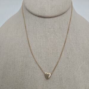 Vintage Signed Act II Gold Tone Dainty Single Heart Slider Pendant 15" Necklace